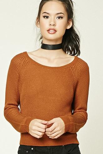 Forever21 Women's  Sunset Gold Boat Neck Sweater