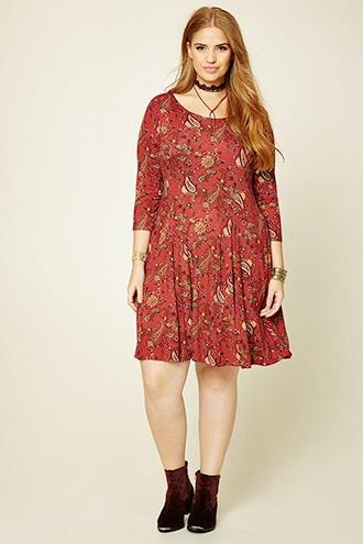 Forever21 Plus Women's  Plus Size Floral Paisley Dress