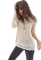 Forever21 Lace-trimmed Open-knit Sweater