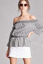 Forever21 Checker Off-the-shoulder Top