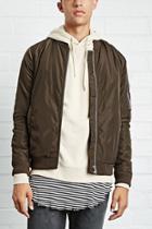 21 Men Men's  Olive Padded Bomber Jacket