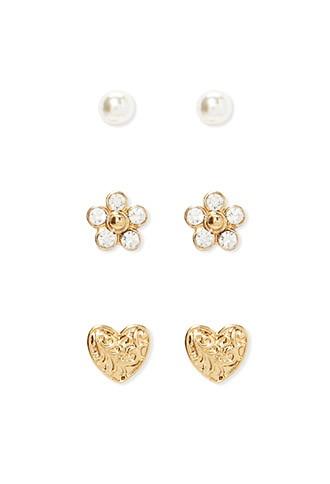 Forever21 Faux Pearl Stud Set (gold/cream)