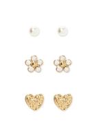 Forever21 Faux Pearl Stud Set (gold/cream)