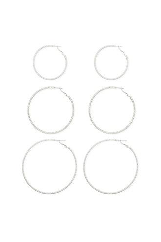 Forever21 Silver Etched Hoop Earring Set
