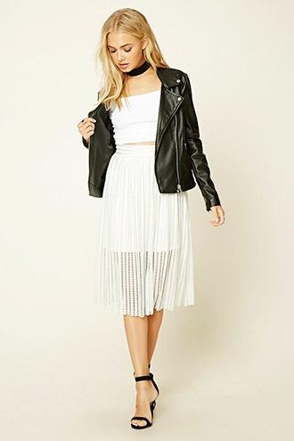 Forever21 Women's  Ribbed Knit Crochet Lace Skirt
