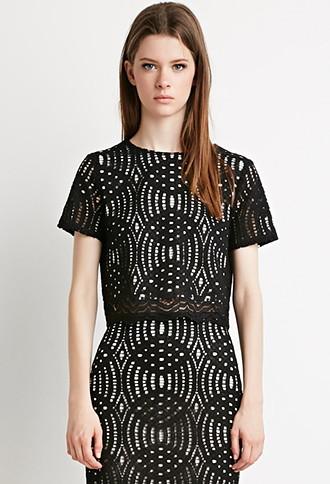 Forever21 Boxy Crochet Lace Top