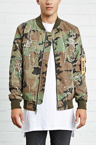 21 Men Men's  Reason Camo Bomber Jacket