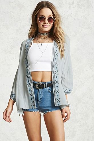 Forever21 Geo Embroidered Cardigan