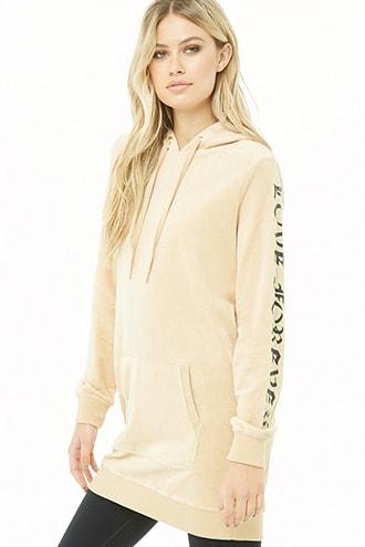 Forever21 Love Forever Graphic Velvet Hoodie Dress