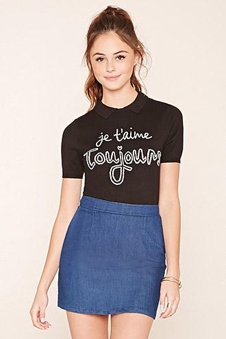 Forever21 Women's  Je Taime Toujours Top