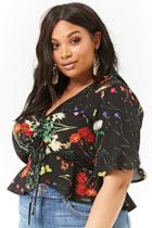 Forever21 Plus Size Ruched Floral Print Top