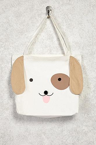 Forever21 Dog Graphic Canvas Tote