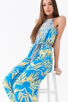 Forever21 High Neck Patternblock Jumpsuit