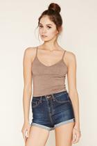 Forever21 Women's  Walnut Heathered Knit Cropped Cami