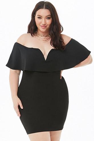 Forever21 Plus Size Off-the-shoulder Flounce Mini Dress