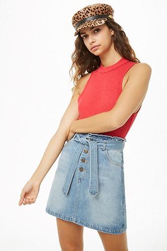 Forever21 Ruffle-trim Denim Skirt