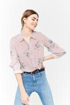 Forever21 Pinstriped Floral Shirt