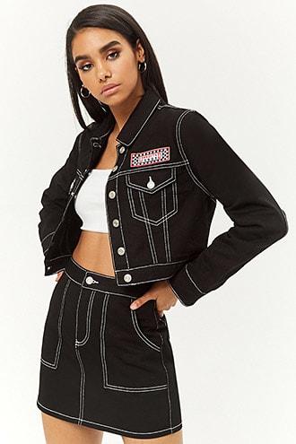 Forever21 Contrast-stitched Denim Skirt