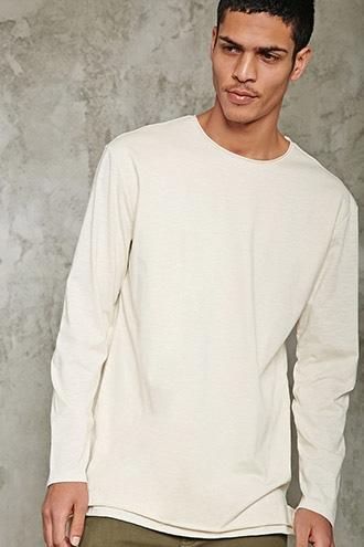 21 Men Men's  Cream Double-knit Slub Tee