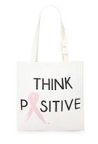 Forever21 Think Positive Canvas Tote (white/black)