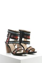 Forever21 Embroidered Ankle-strap Heels