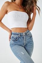 Forever21 Honey Graphic Cropped Tube Top