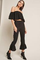 Forever21 Off-the-shoulder Top & Ruffle Pants Set