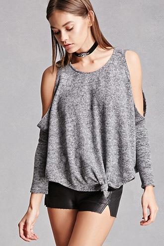 Forever21 Marled Open-shoulder Top
