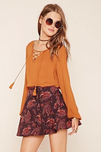 Forever21 Paisley Skater Skirt