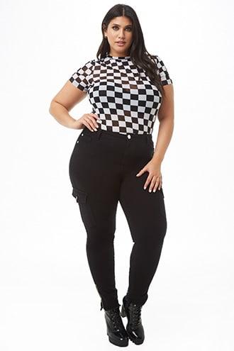 Forever21 Plus Size Distressed Skinny Ankle Cargo Jeans