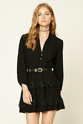 Forever21 Women's  Tiered Eyelash Lace Dress