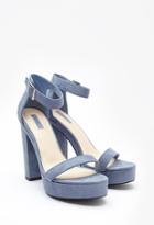Forever21 Women's  Platform Ankle Strap Sandals (dusty Blue)