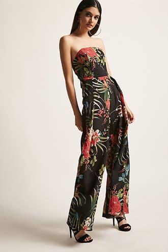 Forever21 Selfie Leslie Floral Tube Jumpsuit
