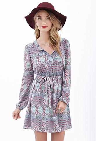 Forever21 Contemporary Pintucked Stained Glass Print Dress