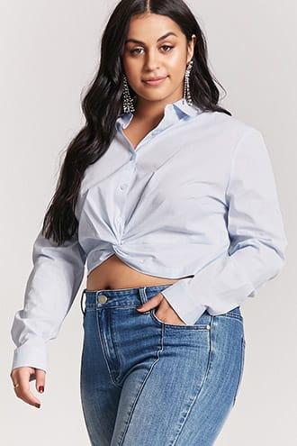 Forever21 Plus Size Twist-hem Shirt