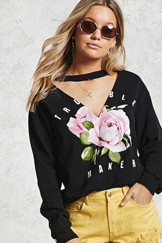 Forever21 Cutout Graphic Sweatshirt