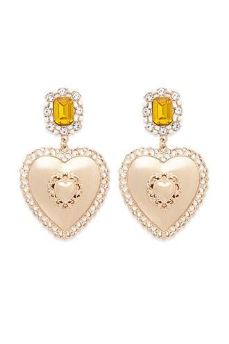 Forever21 Statement Heart Pendant Drop Earrings