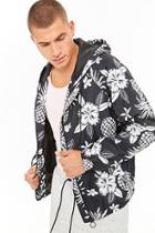 Forever21 Floral & Pineapple Print Hooded Jacket
