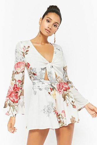 Forever21 Floral Tie-front Romper