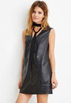 Love21 Women's  Contemporary Faux Leather Shift Dress