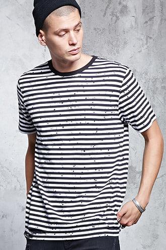Forever21 Paint Splatter Striped Tee