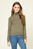 Forever21 Women's  Olive Knit Turtleneck Sweater