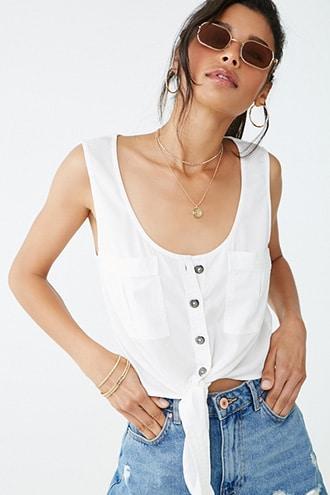 Forever21 Sleeveless Button-front Top