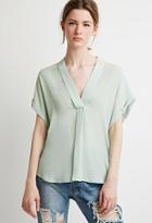 Forever21 Contemporary V-neck Shawl Collar Blouse