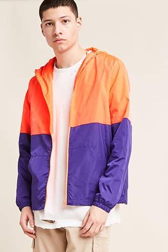 Forever21 Colorblock Funnel Neck Windbreaker