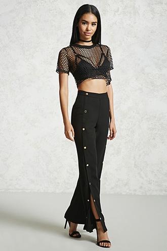 Forever21 Snap-button Wide Leg Pants