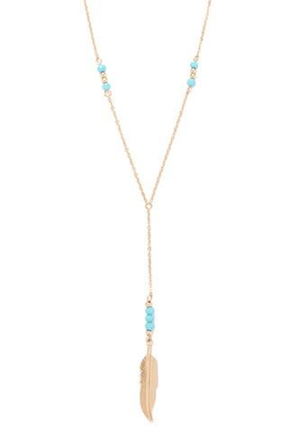 Forever21 Feather Charm Y-neck Necklace
