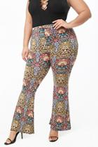 Forever21 Plus Size Ornate Floral Flare Pants