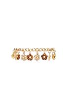 Forever21 Antique Gold & Clear Floral Charm Bracelet
