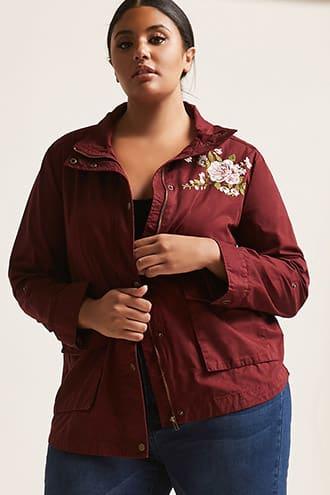 Forever21 Plus Size Floral Embroidered Jacket